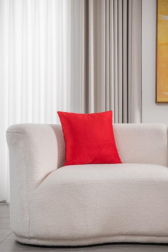 Throw Pillow Covers 24x24 Red: 2 Pack Cozy Soft Velvet Square Decorative Pillow Cases for Farmhouse Home Decor