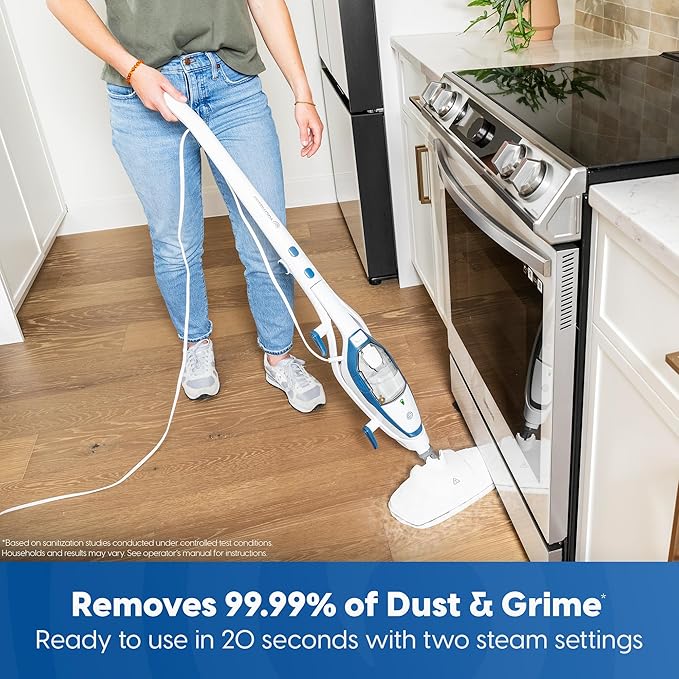 Vacmaster SMF1501 2-in-1 Steam Mop for Floor Cleaning with Detachable Handheld Steamer, Quick-Heating & Lightweight for Hard Floors, Carpets, Tiles and Upholstery
