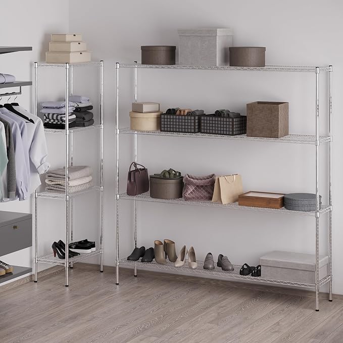 14" Deep x 72" Wide x 74" Height Wire Shelving Kit | 4-Tier | NSF Commercial Storage Rack Unit