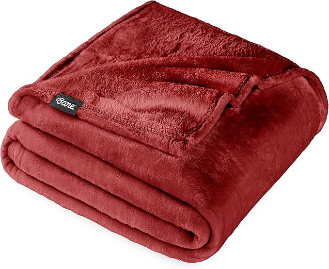 Bare Home Fleece Blanket - Full/Queen - Ultra-Soft Lightweight for Bed, Sofa, and Couch - Luxury Microplush - Cozy Warm Blanket (Full/Queen, Rosewood)