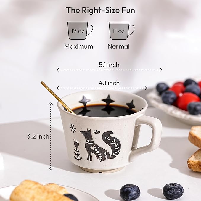 Ceramic Coffee Mug, 12 oz Novelty Unique Teacup with Handle, Stoneware Cup for Tea Mocha Latte Cappuccino Espresso (Bear)