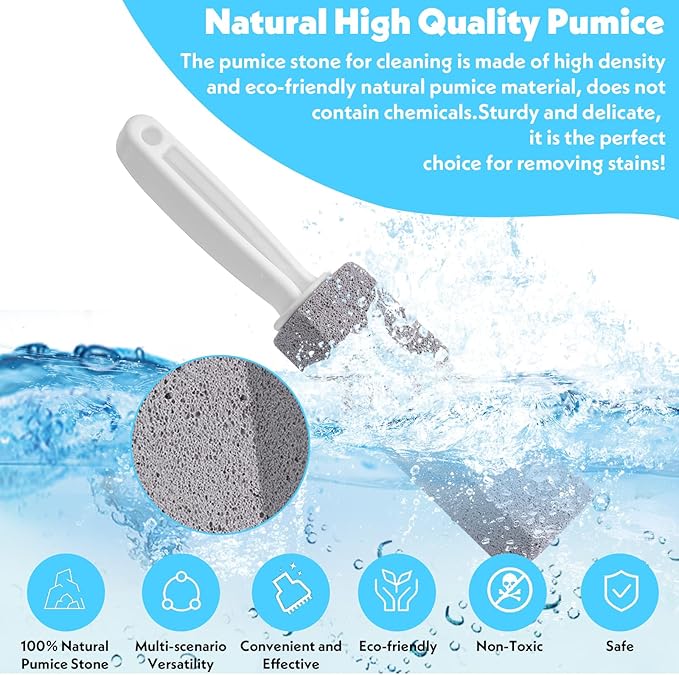 12 Pack Pumice Stone Toilet Bowl Cleaner, Toilet Pumice Stone with Handle for Toilet Cleaning, Bathtubs, Sinks, Swimming Pools, Grills