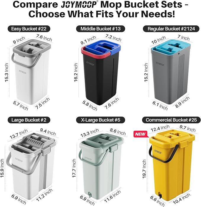 JOYMOOP White Flat Mop & Bucket with 1 Microfiber Pad, 12 Disposable Toilet Brushes, Stainless Steel Toilet Brush and Holder Set, Multi-Functional Cleaner for Floors, Windows, and Toilets