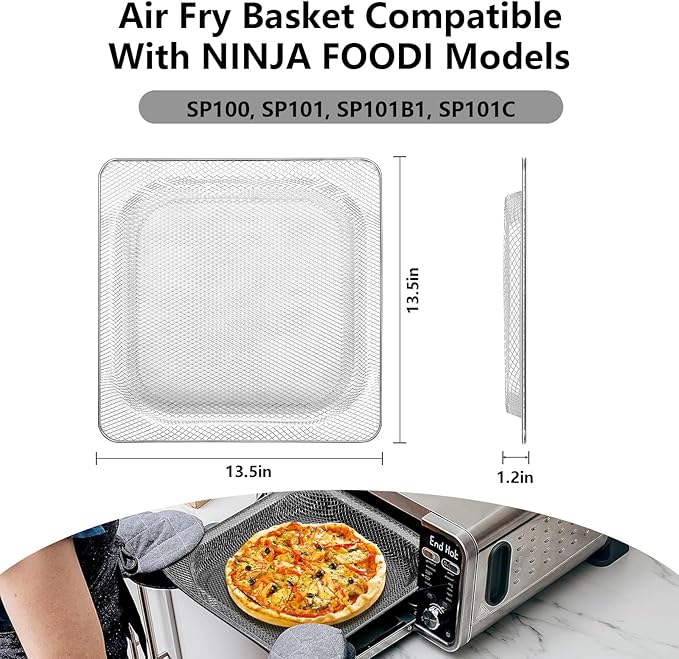 Stainless Steel Air Fryer Basket Compatible with Ninja Foodi SP100, FT102, SP102, SP101, SP101C 8-in-1 Digital Air Fry Oven