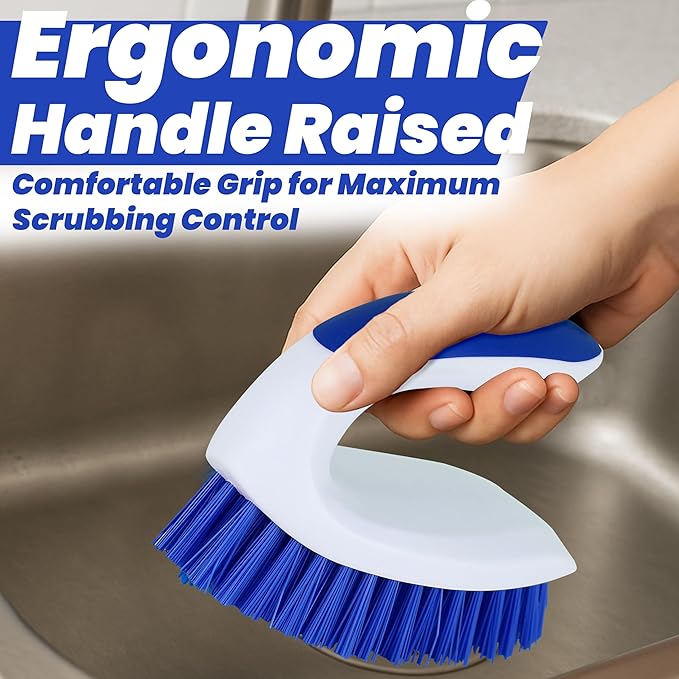 PHYEX 2 Pack Scrub Brushes, Cleaning Brush with Stiff Bristles, Handheld Scrubber for Bathroom, Shower, Tile, Carpet, Bathtub & Floor