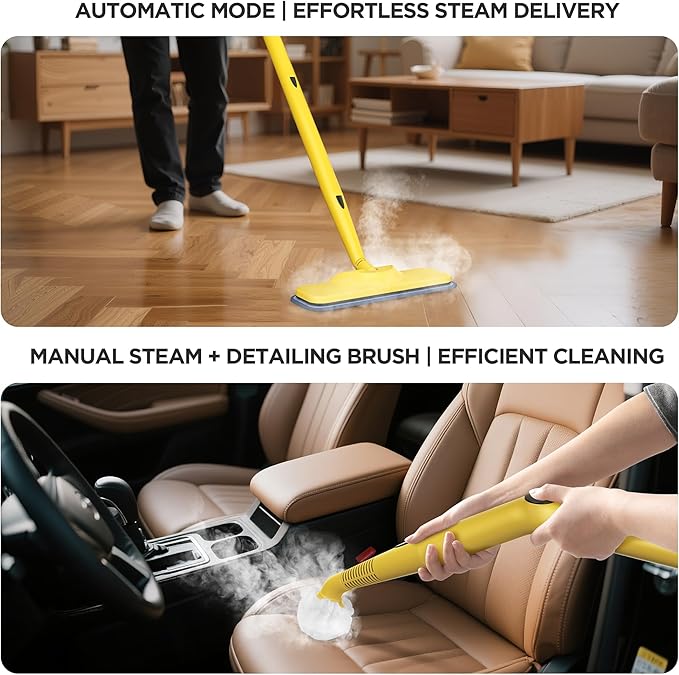 Steam Cleaner,Heavy-duty Steam Cleaners for home,Detachable Handheld Steamer for Cleaning,248°F Steam Mop for Floors, Cars,Furniture,Tiles, Kitchen,Bathroom,Grout and More,21-Piece Kit Include