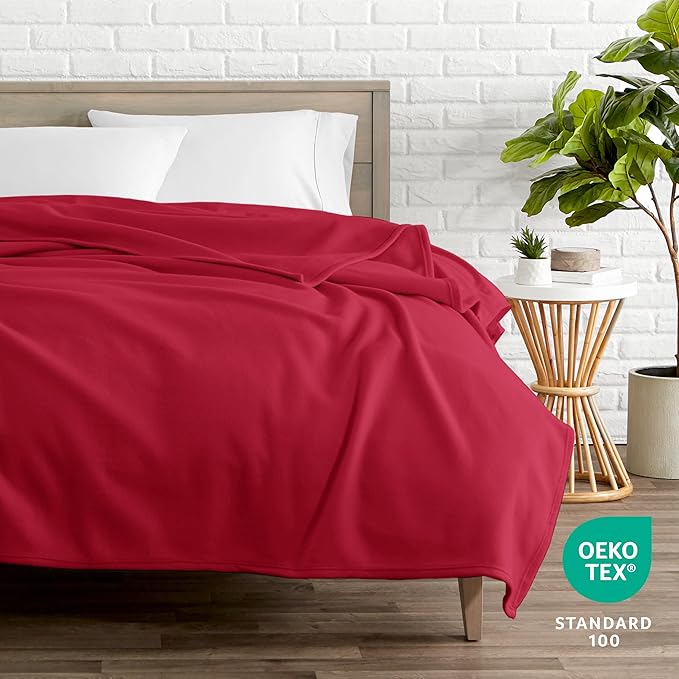 Bare Home Polar Fleece Blanket - King - Red - Warm & Cozy - Premium Fleece - Throw for Bed, Sofa, Camping, Travel and Cold Nights - Lightweight Blanket (King, Red)