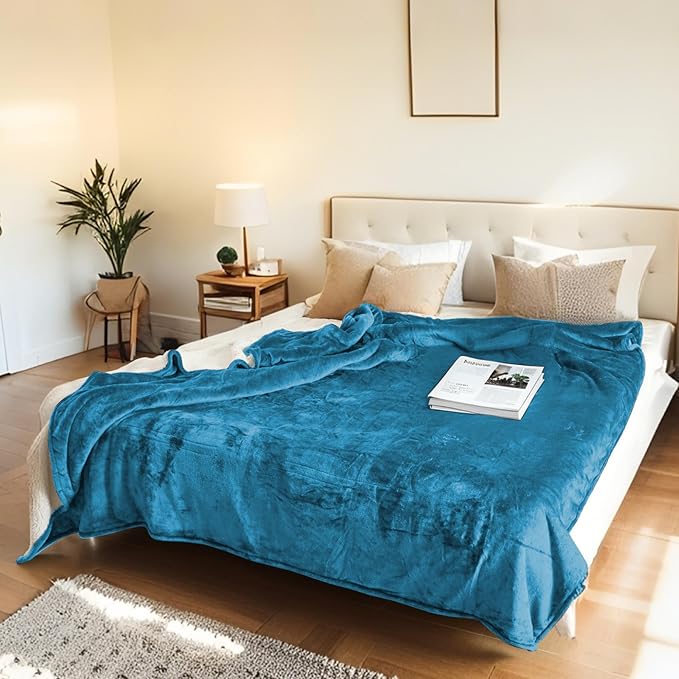 Electric Heated Blanket Full Size 72"x84" - Microplush & Sherpa Fabric Dual-Sided, 6 Heat Settings & 1-10 Hours Auto Off , Cozy Warming Throw for Home, Office, or Bed, Machine Washable, Tile Blue