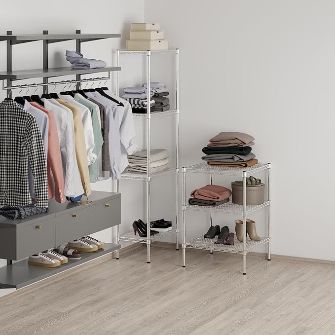 24" Deep x 24" Wide x 34" Height Wire Shelving Kit | 3-Tier | NSF Commercial Storage Rack Unit