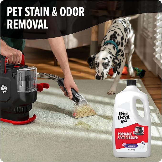 Dirt Devil Pet Portable Spot Cleaner Solution, 64 oz., Fresh Blossom Scent, Upholstery and Carpet Shampoo Solution, Eliminates Pet Messes and Odors, Pair with Dirt Devil Portable Spot Cleaners