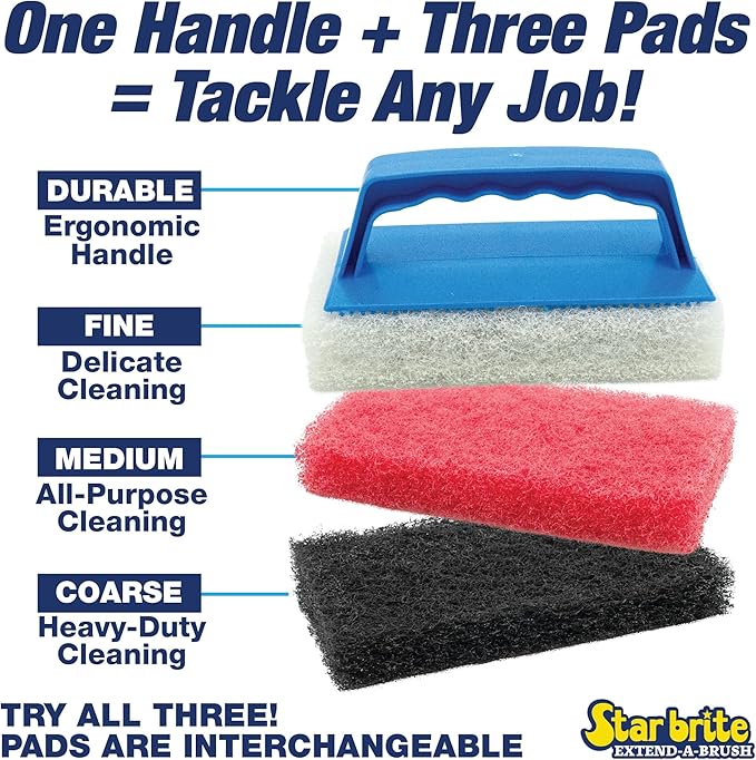 STAR BRITE Scrub Pad with Handle (Coarse) (Black) (040131)