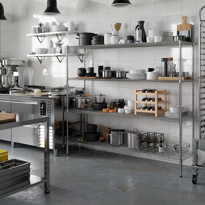 18" Deep x 72" Wide x 64" Height Wire Shelving Kit | 4-Tier | NSF Commercial Storage Rack Unit
