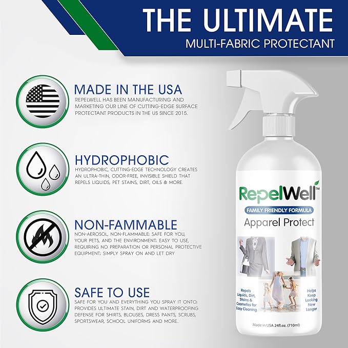 Apparel Protect (24oz) Stain & Water Repellent Spray – Non-Toxic, Eco-Friendly, Pet-Safe Sprays for Clothing & More