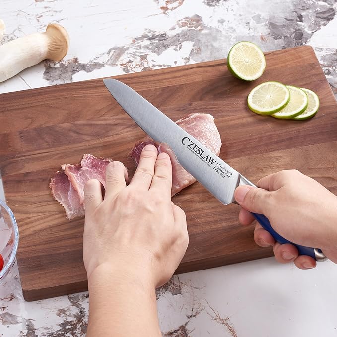 Carving Knife 2pcs, Brisket Knife and Slicing Knife, Meat Cutting and BBQ Knife, Razor Sharp Carving Knife for Meat, Forged from High Carbon German Steel, Full Tang Prussia Blue Handle