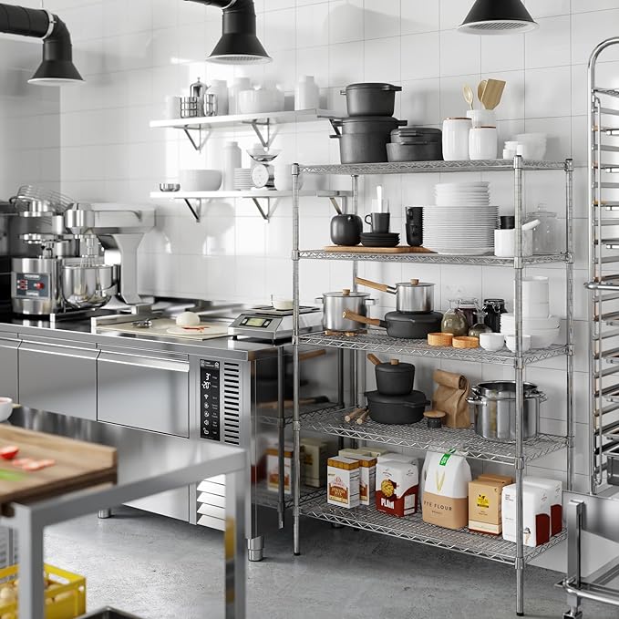 18" Deep x 42" Wide x 64" Height Wire Shelving Kit | 5-Tier | NSF Commercial Storage Rack Unit