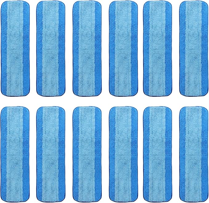 12 Pack Microfiber Cleaning Pads for Bona Mop, Reusable Microfiber Mop Pads for 18 Inch Mop, Hardwood Floor Replacement Cleaning Mop Pads, Machine Washes