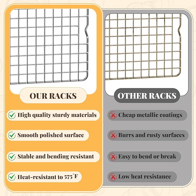 Cooling Racks for Cooking and Baking - 2 PCS 11.65" x 16.85" Grid Wire Baking Rack for Oven Cooking, Baking, Grilling, Roasting -Dishwasher Safe Bacon Rack- Fits Half Sheet Cookie Pan