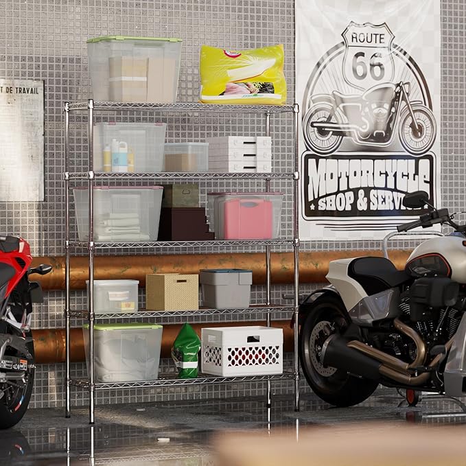 14" Deep x 48" Wide x 64" Height Wire Shelving Kit | 5-Tier | NSF Commercial Storage Rack Unit