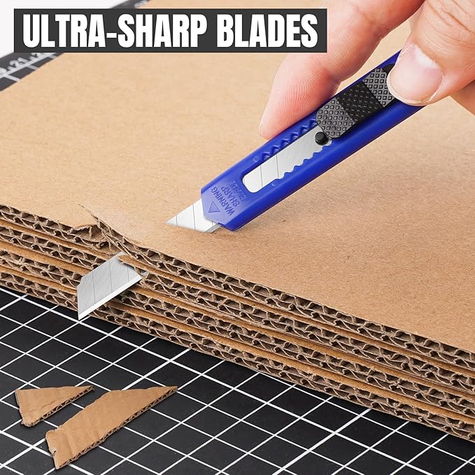 10 Pack Box Cutter Retractable, 9MM Snap-Off Blade Utility Knife, Razor Knife with Self-Lock Design, Box Cutter Knife Exacto Knife for Cutting Boxes, Carton, Cardboard, Disposal Box Opener
