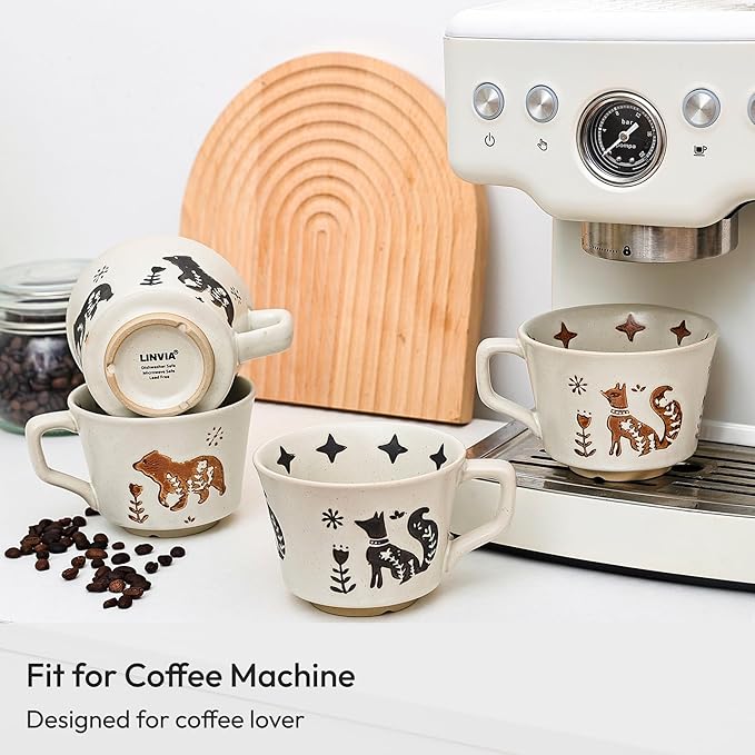 Ceramic Coffee Mug, 12 oz Novelty Unique Teacup with Handle, Stoneware Cup for Tea Mocha Latte Cappuccino Espresso (Bear)
