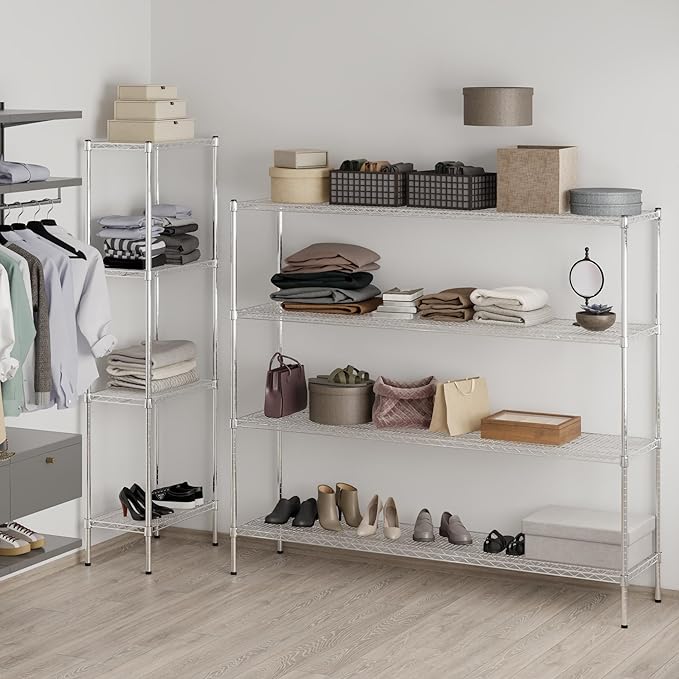 18" Deep x 72" Wide x 64" Height Wire Shelving Kit | 4-Tier | NSF Commercial Storage Rack Unit