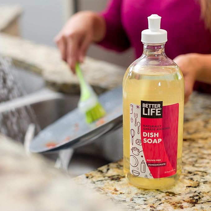 Better Life Dish Soap - Liquid Dishwashing Soap with Vitamin E and Aloe for Home & Kitchen Sink - No Gloves Required Kitchen Soap for Sensitive Skin - 22oz (Pack of 2) Currant and Citrus