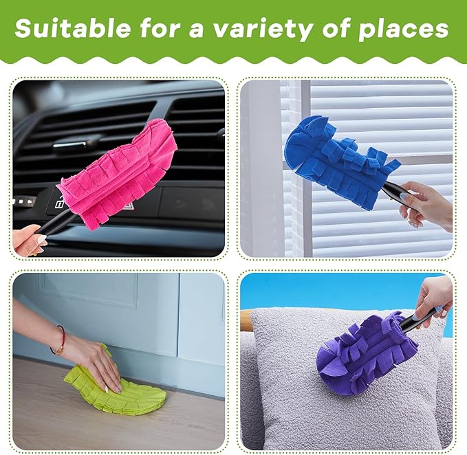 Zubebe 15 Pcs Duster Refill Reusable Fleece Duster Refills Feather Flat Dusters Multi Surface Washable Cleaning Pads Tools for Home, Blinds, Car, Pet, Furniture, Fans (Dark Color)