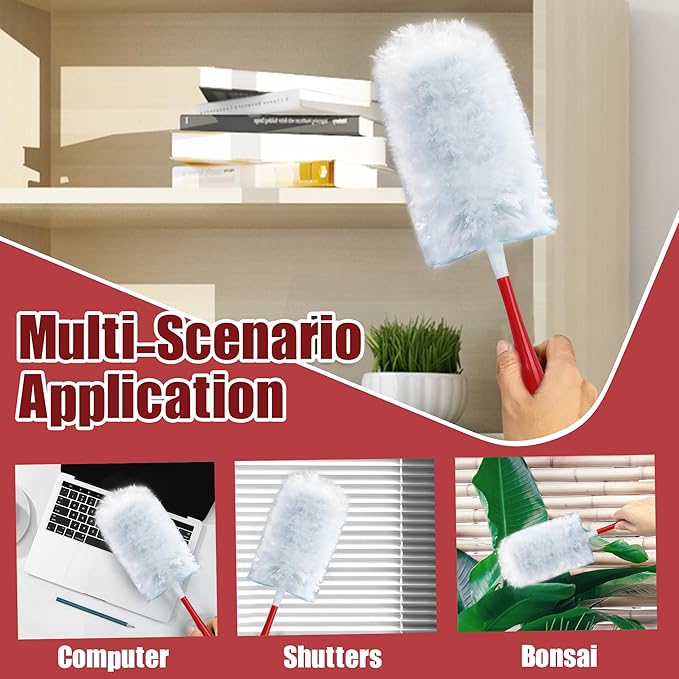 JEHONN Duster Refills 30 Counts for Swiffer, 4X Heavy Duty Microfibers, 360 Degree Dusting Kit with 1 Handle, Multi-Surface Dust Removing Tool for Cleaning Blinds Bookshelf Furniture Electronics