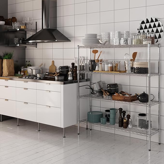 14" Deep x 48" Wide x 54" Height Wire Shelving Kit | 4-Tier | NSF Commercial Storage Rack Unit