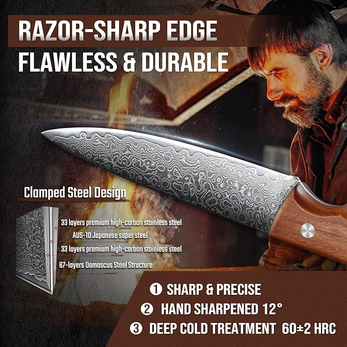 DRAGON RIOT Damascus Paring Knife 5 inch, VG-10 Damascus Steel Fruit Knife, Japanese Peeling Knife with Ergonomic Wood Handle, Multipurpose Kitchen Knife for Cutting Fruit Vegetables