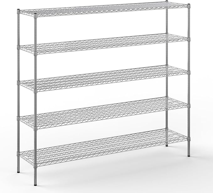 18" Deep x 72" Wide x 64" Height Wire Shelving Kit | 5-Tier | NSF Commercial Storage Rack Unit