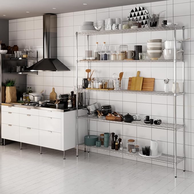 14" Deep x 72" Wide x 86" Height Wire Shelving Kit | 5-Tier | NSF Commercial Storage Rack Unit