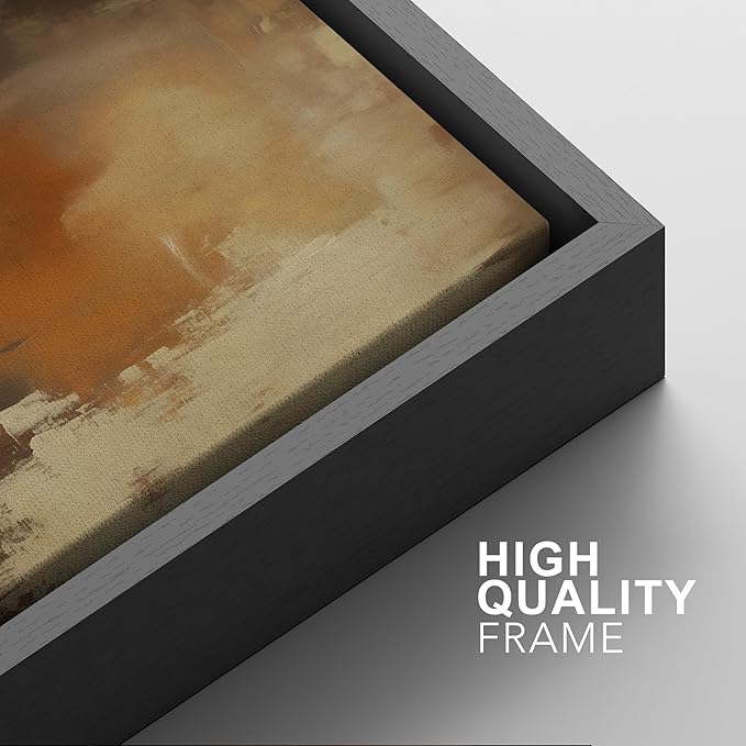 SIGNFORD Framed Canvas Print Wall Art Set Abstract Burnt Sienna and Beige Illustration Modern Art Decorative Nordic Nature for Living Room, Bedroom, Office - 24"x36"x2 Black