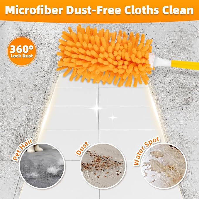 8 Pack Reusable Duster Compatible with Swiffer Hand Duster, Microfiber 360 Heavy Duty Dusters Refills for Home & Office Cleaning(Include 1 Handle & Laundry Bag)