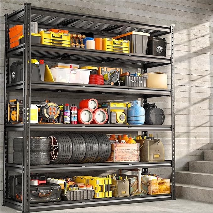 REIBII 3300LBS Storage Shelves 78" H Garage Shelving Units Metal Garage Storage Rack 6 Tier Adjustable Shelving Unit for Basement Warehouse Pantry 48" W X 18" D X 78" H