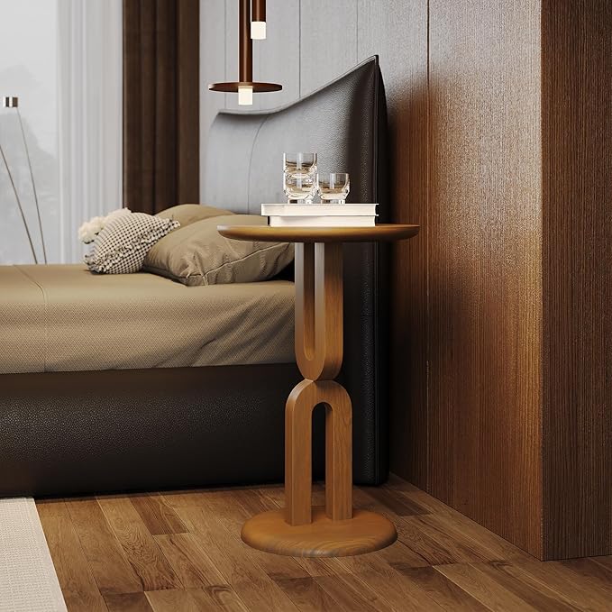 Solid Wood End Table with Sturdy U-Shaped Legs, Modern Side Table for Living Room & Bedroom, Natural Ash Wood, Easy Assembly (15.75" L x 15.75" W x 23.62" H)
