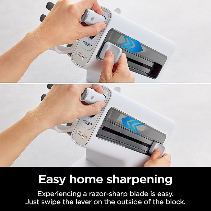 Ninja K12007WHBN NeverDull 7-Piece Prep Knife System, Essential, High Carbon Stainless Steel, Built-in Sharpener, White