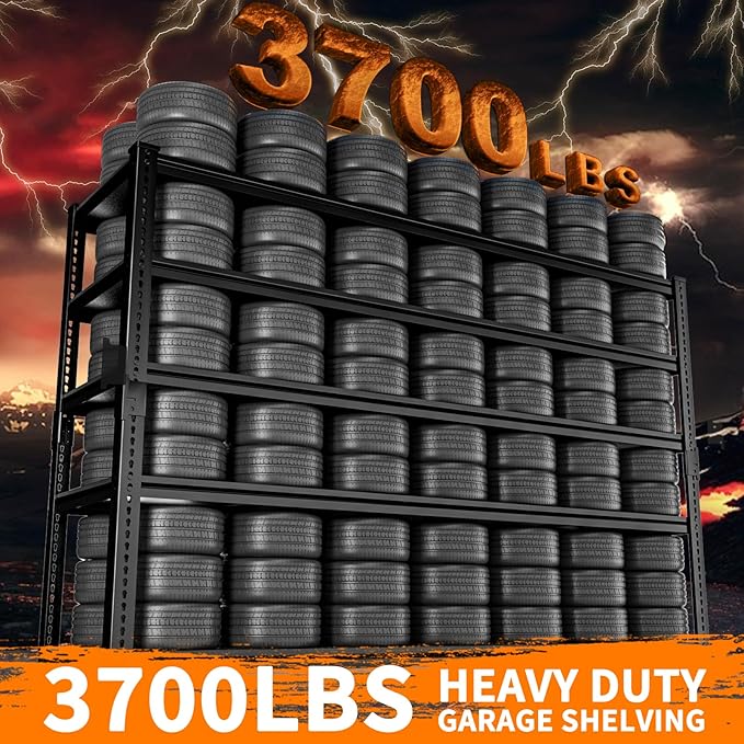 Storage Shelves Heavy Duty 3 PCS, 60" L x 24" W x 78" H Garage Storage Shelves Unit Loads 3700LBS, 5-tier Adjustable Metal Industrial Utility Shelf Rack for Kitchen, Laundry Room, Warehouse, Basement