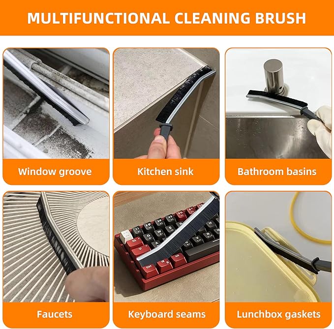 3Pcs Hard-bristled Crevice Cleaning Brush, Multifunctional Thin Gap Scrub Brush, Bathroom Cleaner Tools for Household Use, Kitchen, Window, Toilet, Grout, Faucets, Car