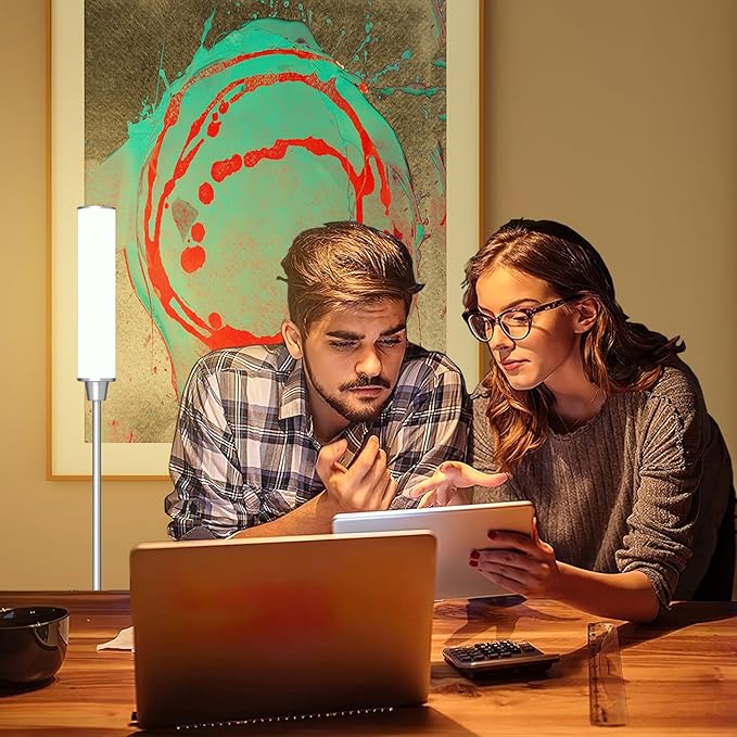 Floor Lamp with Remote Control,Bright Floor Lamps for Living Room/Bedroom/Office, Stepless Adjustable 3000K-6000K Colors and 10-100% Brightness,Standing Light with Foot Switch (Nickel)