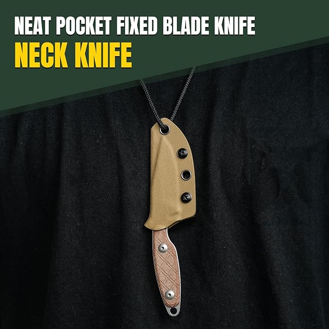 Kizer Muskrat Fixed Blade Knife, 3.15 In 154CM Neck Knife Argyle Pattern Micarta Handle Fixed Blade EDC Knives for Men Women, Outdoor Hunting Hiking Survival Camping Knives 1064C1