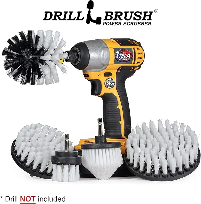 Drill Brush Power Scrubber by Useful Products - Automotive Car Detailing Brush Set - Auto Cleaning Kit - Rim, Seat, Carpet, Leather, Glass, Window Cleaner - Interior Car Wash Scrubber for Detailing
