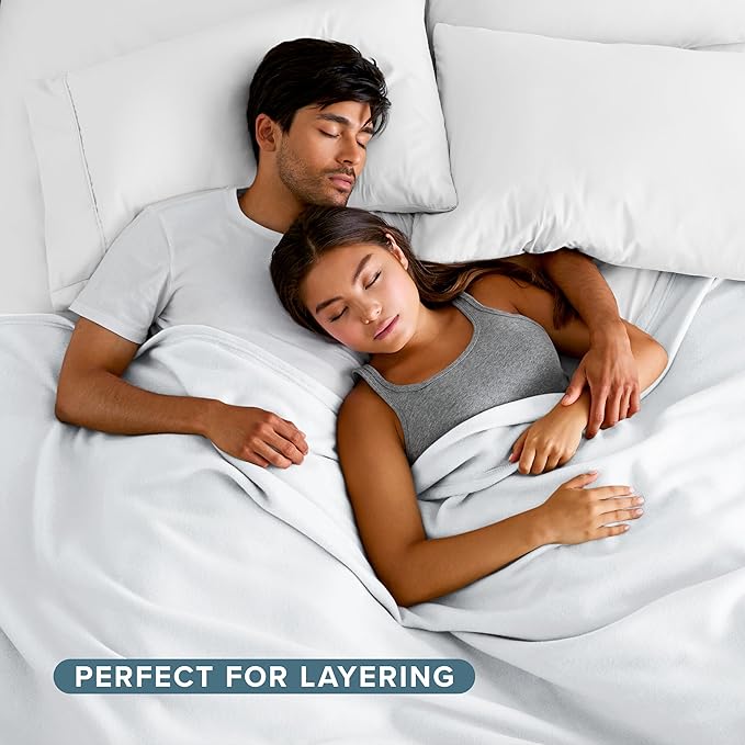 Bare Home Polar Fleece Blanket - White - Warm & Cozy - Premium Fleece - Throw for Bed, Sofa, Camping, Travel and Cold Nights - Lightweight Blanket (Twin/Twin XL, White)