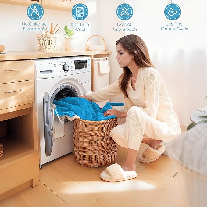 Electric Heated Blanket Full Size 72"x84" - Microplush & Sherpa Fabric Dual-Sided, 6 Heat Settings & 1-10 Hours Auto Off, Soft Warming Throw for Home or Office, Machine Washable, Ocean Breeze Blue