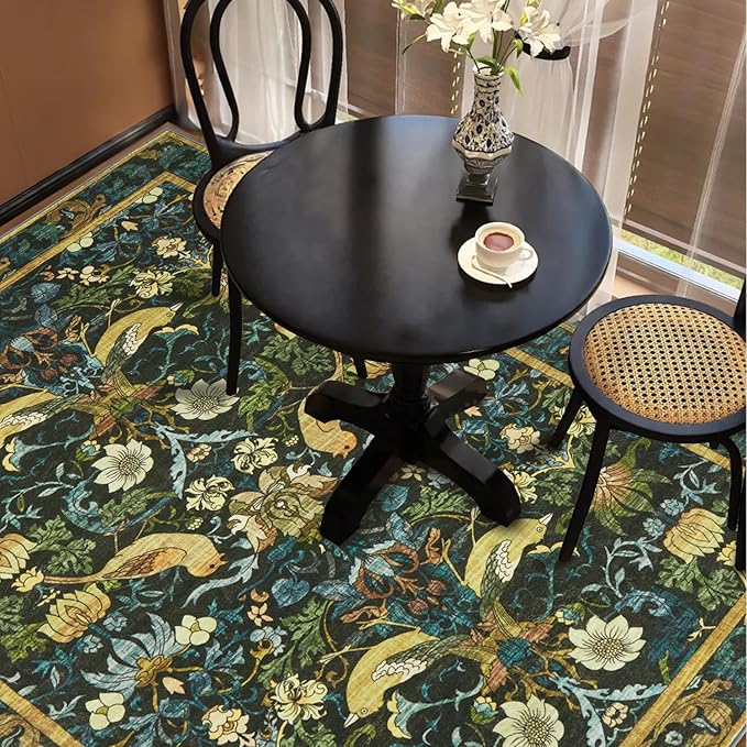 Runner Rug - 2'6"x8' Boho Washable Kitchen Rug, Non-Slip Soft Low Pile Rugs Indoor for Hallway Living Room Bedroom Sunroom, Vintage Stair Carpet Stain Resistance (Dark Green, 2.5x8ft)