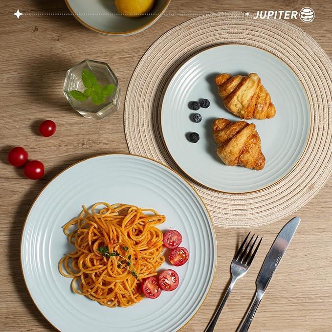 famiware Jupiter Dinner Plates Set of 6, 10.5 Inch Plate Sets, Microwave and Dishwasher Safe, Scratch Resistant, Kitchen Plates Perfect Serving Dishes, Light Blue