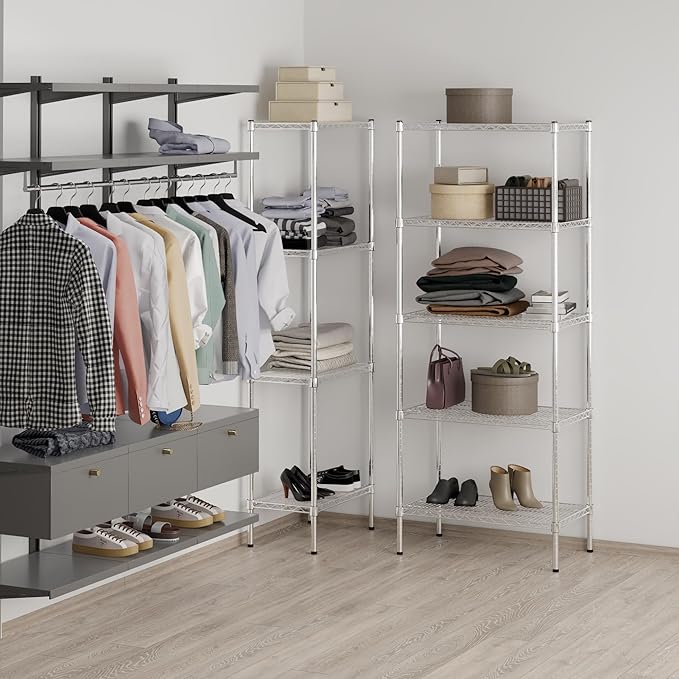 18" Deep x 30" Wide x 74" Height Wire Shelving Kit | 5-Tier | NSF Commercial Storage Rack Unit