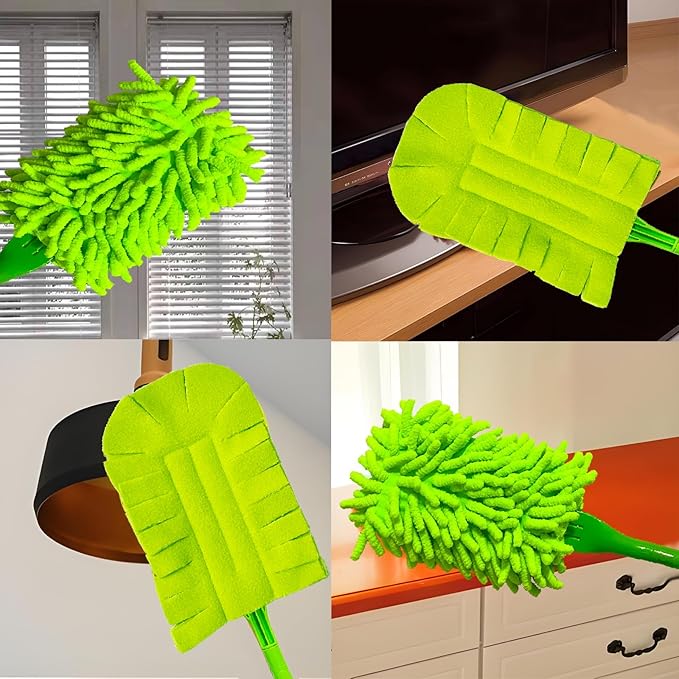 4Pack Reusable Duster Compatible with Swiffer (Handle is Not Included) Microfiber 360 Heavy Duty Dusters Refills Washable Duster Pads for Cleaning Ceiling Fan Window