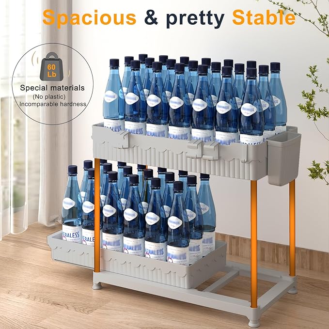 3 Pack Under Sink Organizers, 2-Tier Multi-Use Kitchen and Bathroom Organizers and Storage with Sliding Drawers,Bathroom Cabinet Organizer (Gray, 12.8 Inch)