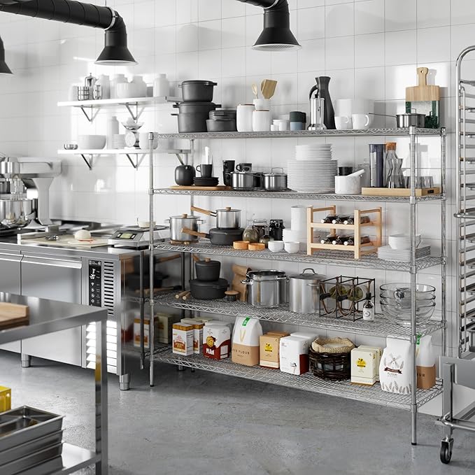 18" Deep x 72" Wide x 64" Height Wire Shelving Kit | 5-Tier | NSF Commercial Storage Rack Unit